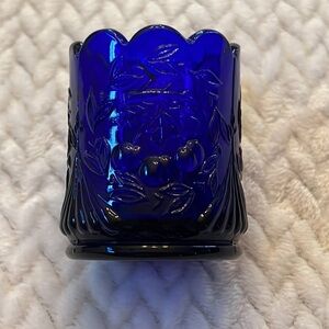 Vintage Westmoreland Elegant Cobalt Blue Toothpick Holder Vase Mid Century